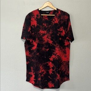 Letaotao Red and Black Tie-Dye Short‎ Sleeve Tee